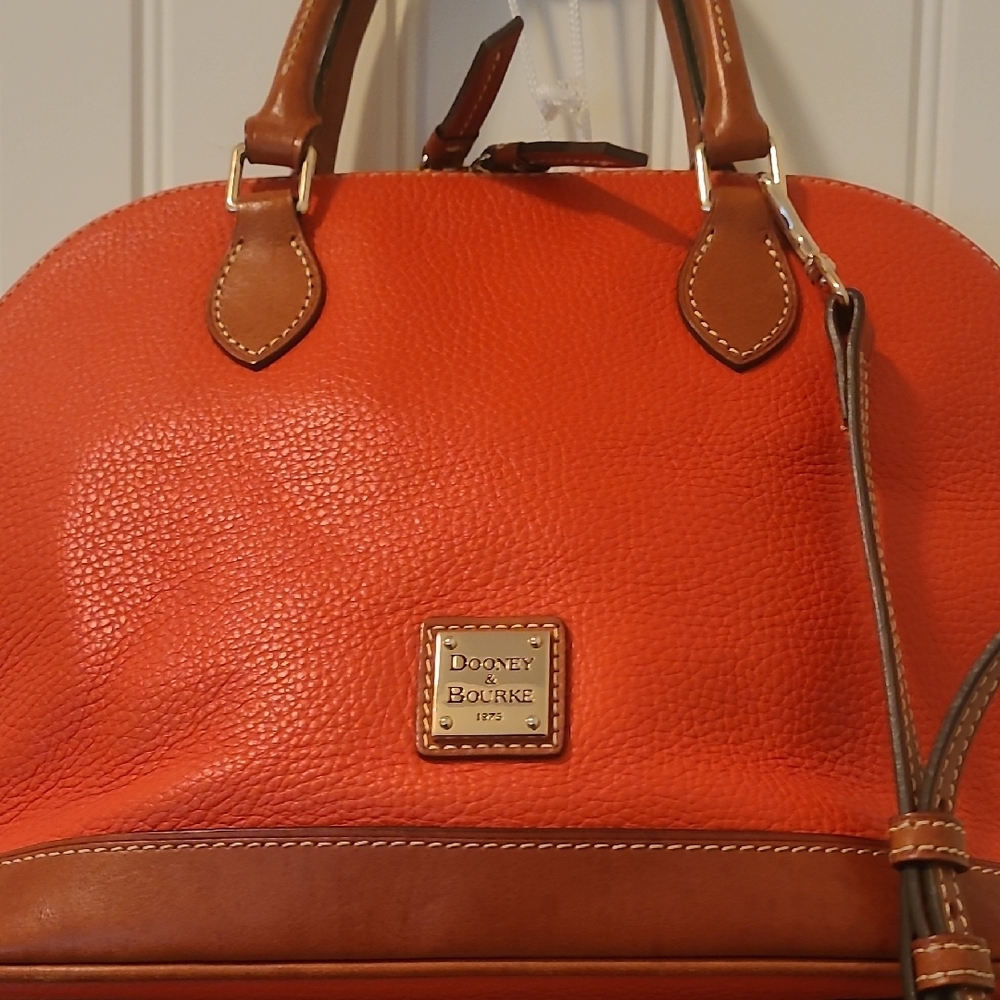 Dooney & Bourke Zip Zip Satchel in Persimmon with Tan Leather Trim 👜✨